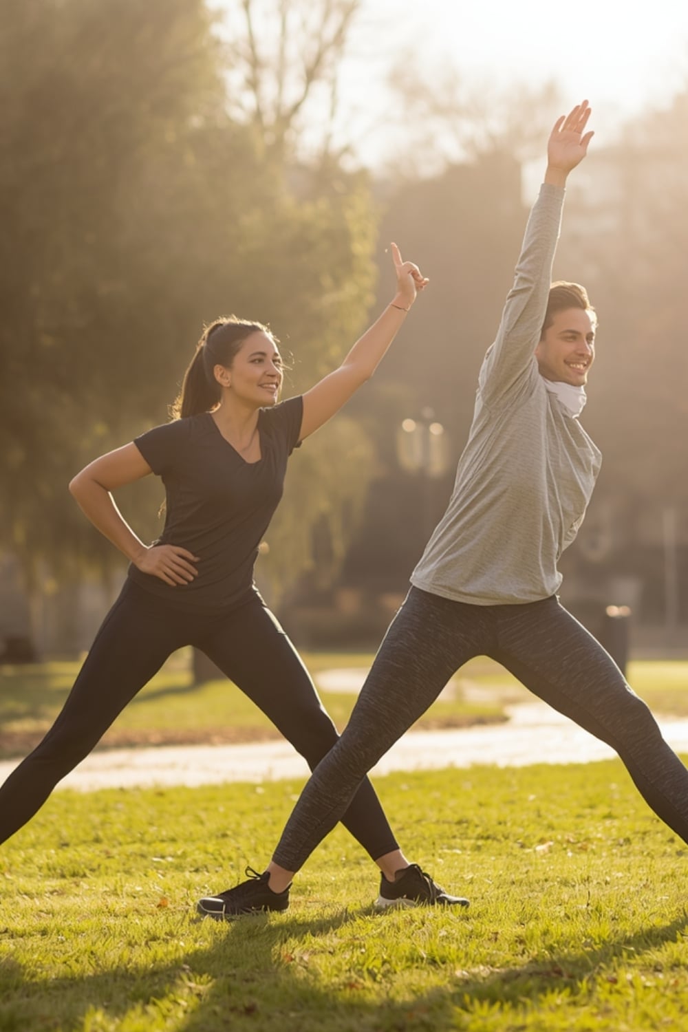 Pareja entrenando junta con su entrenador personal en sala privada de Healthy Fitness Madrid